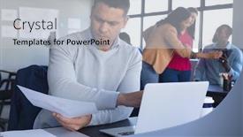  Presentation with front office - Audience pleasing presentation theme consisting of front-view-close-up backdrop and a light blue colored foreground