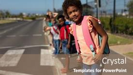  Presentation with traffic road - PPT layouts featuring front-view-close-up background and a coral colored foreground