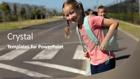  Presentation with traffic road - Colorful presentation design enhanced with front-view-close-up backdrop and a gray colored foreground