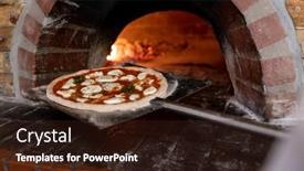  Presentation with pizza - Beautiful PPT theme featuring front-view-close-up backdrop and a wine colored foreground