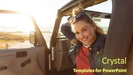  Presentation with car door - PPT layouts consisting of front-view-close-up background and a tawny brown colored foreground