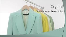  Presentation with formal jacket - Audience pleasing PPT theme consisting of front-view-female-formal-business backdrop and a white colored foreground