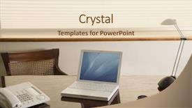  Presentation with front desk - Presentation theme with front view from a manager's desk background and a lemonade colored foreground