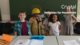  Presentation with firefight - Beautiful PPT layouts featuring front-view-happy-male-firefighter backdrop and a tawny brown colored foreground