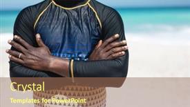  Presentation with sea sun - Theme consisting of front-view-mid-section background and a violet colored foreground