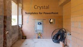  Presentation with construction black and gold - Slide deck featuring front-view-of-a-bathroom background and a red colored foreground