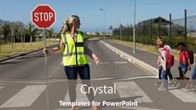  Presentation with road stop sign - Slide deck having front-view-of-a-blonde background and a gray colored foreground