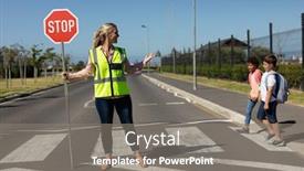  Presentation with road stop sign - Audience pleasing slide deck consisting of front-view-of-a-blonde backdrop and a gray colored foreground