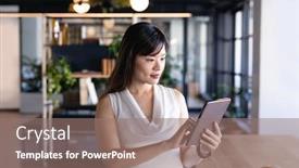  Presentation with smartwatch - Theme featuring front-view-of-a-businesswoman background and a coral colored foreground