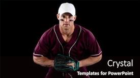  Presentation with baseball team - Slide set consisting of front-view-of-a-caucasian background and a wine colored foreground
