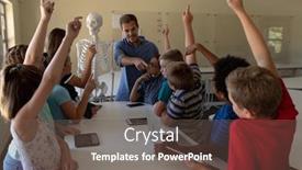  Presentation with diverse children - PPT theme consisting of front-view-of-a-caucasian background and a tawny brown colored foreground