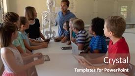  Presentation with diverse children - PPT theme enhanced with front-view-of-a-caucasian background and a violet colored foreground