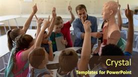  Presentation with teach - Amazing slides having front-view-of-a-caucasian backdrop and a tawny brown colored foreground