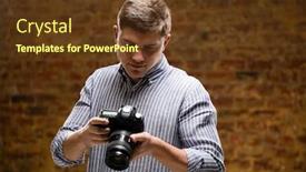  Presentation with brick wall - Slide set consisting of front-view-of-a-caucasian background and a tawny brown colored foreground