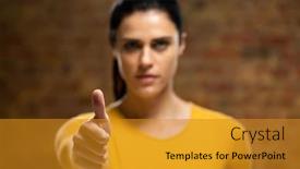  Presentation with virtual hand - Beautiful slides featuring front-view-of-a-caucasian backdrop and a gold colored foreground