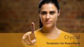  Presentation with virtual hand - Colorful slide deck enhanced with front-view-of-a-caucasian backdrop and a gold colored foreground