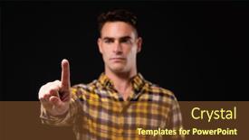  Presentation with virtual hand - Slide set enhanced with front-view-of-a-caucasian background and a tawny brown colored foreground