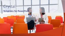  Presentation with lab coats - Amazing PPT theme having front-view-of-a-caucasian backdrop and a sky blue colored foreground