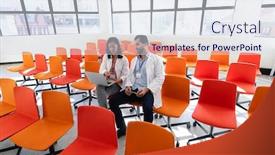  Presentation with lab coats - Theme consisting of front-view-of-a-caucasian background and a sky blue colored foreground