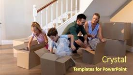  Presentation with kneeling - Theme having front-view-of-a-caucasian background and a tawny brown colored foreground