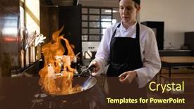  Presentation with frying - Presentation consisting of front-view-of-a-caucasian background and a tawny brown colored foreground