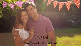  Presentation with garden - Slide set consisting of front-view-of-a-caucasian background and a violet colored foreground