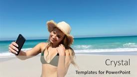  Presentation with blue sky - Presentation theme having front-view-of-a-caucasian background and a soft green colored foreground