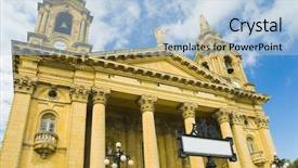  Presentation with malta - PPT theme having front view of a church valletta malta background and a light blue colored foreground