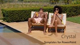  Presentation with swimming pool - Theme consisting of front-view-of-a-couple background and a  colored foreground