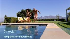  Presentation with home garden - Slide set enhanced with front-view-of-a-couple background and a  colored foreground