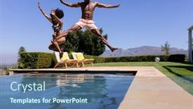  Presentation with swimming pool - PPT theme enhanced with front-view-of-a-couple background and a  colored foreground