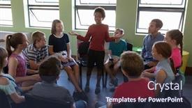  Presentation with diverse kids - Colorful presentation design enhanced with front-view-of-a-diverse backdrop and a tawny brown colored foreground