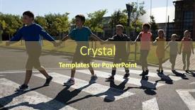  Presentation with pedestrian crossing - PPT layouts having front-view-of-a-diverse background and a violet colored foreground