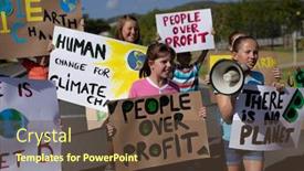  Presentation with road signs - Presentation design consisting of front-view-of-a-diverse background and a tawny brown colored foreground