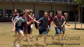  Presentation with diverse group of children - PPT layouts enhanced with front-view-of-a-diverse background and a coral colored foreground