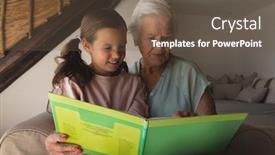  Presentation with story book - Beautiful PPT layouts featuring front-view-of-a-grandmother backdrop and a tawny brown colored foreground