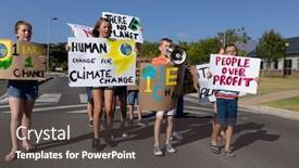  Presentation with protest - Slide set featuring front-view-of-a-group background and a dark gray colored foreground
