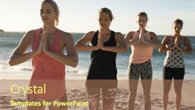  Presentation with sunny sky - Presentation design enhanced with front-view-of-a-group background and a  colored foreground