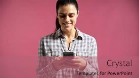  Presentation with front office - Audience pleasing presentation theme consisting of front-view-of-a-happy backdrop and a coral colored foreground