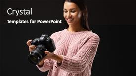  Presentation with black female - Amazing presentation design having front-view-of-a-mixed backdrop and a wine colored foreground