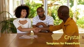  Presentation with shaking hands - Presentation with front-view-of-a-mixed background and a  colored foreground