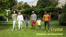 Presentation with holding hands family walking - Amazing PPT theme having front-view-of-a-multi backdrop and a tawny brown colored foreground