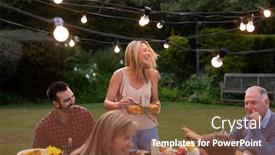  Presentation with family talking - PPT theme having front-view-of-a-multi background and a tawny brown colored foreground