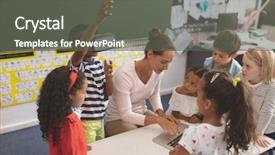  Presentation with virtual reality - Beautiful slide deck featuring front view of a schoolboy backdrop and a dark gray colored foreground