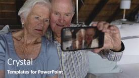  Presentation with senior living - Slide deck consisting of front-view-of-a-senior background and a gray colored foreground