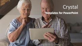  Presentation with senior living - Beautiful PPT layouts featuring front-view-of-a-senior backdrop and a tawny brown colored foreground