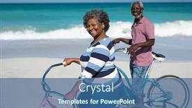  Presentation with bicycles - PPT theme featuring front-view-of-a-senior background and a ocean colored foreground