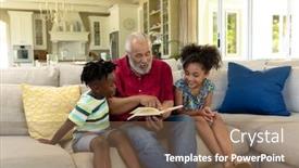  Presentation with senior living - Cool new slide set with front-view-of-a-senior backdrop and a violet colored foreground