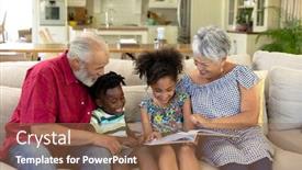  Presentation with senior living - Audience pleasing presentation theme consisting of front-view-of-a-senior backdrop and a violet colored foreground