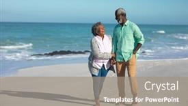  Presentation with senior couple - Presentation theme featuring front-view-of-a-senior background and a coral colored foreground